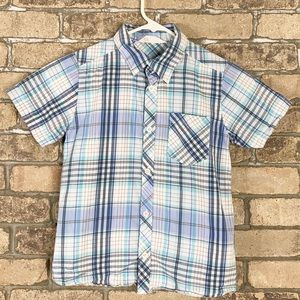 H&M size 7-8 blue plaid button down shirt